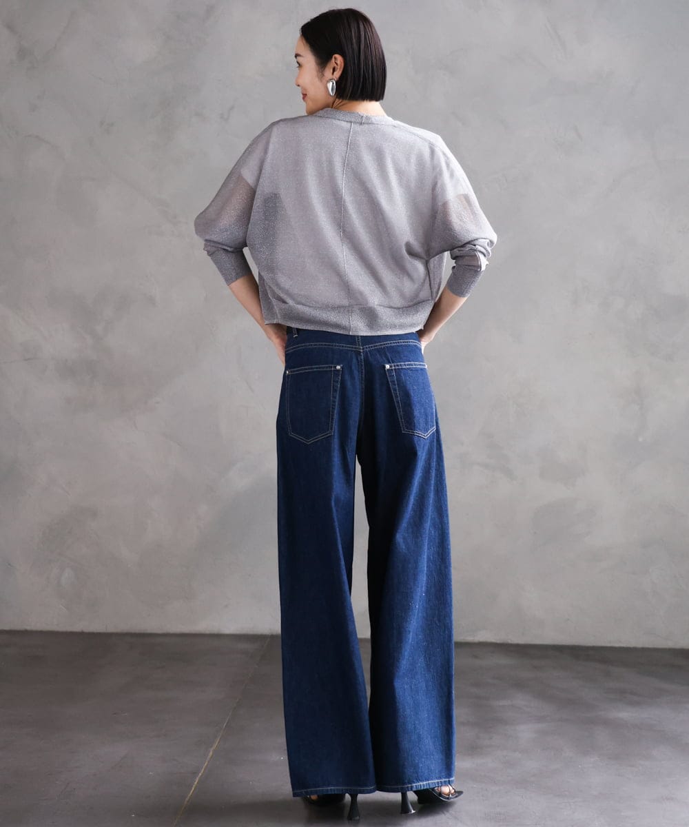 FMLFA05450 MICHEL KLEIN(ミッシェルクラン) [セットアップ対応]デニムワイドパンツ ネイビー