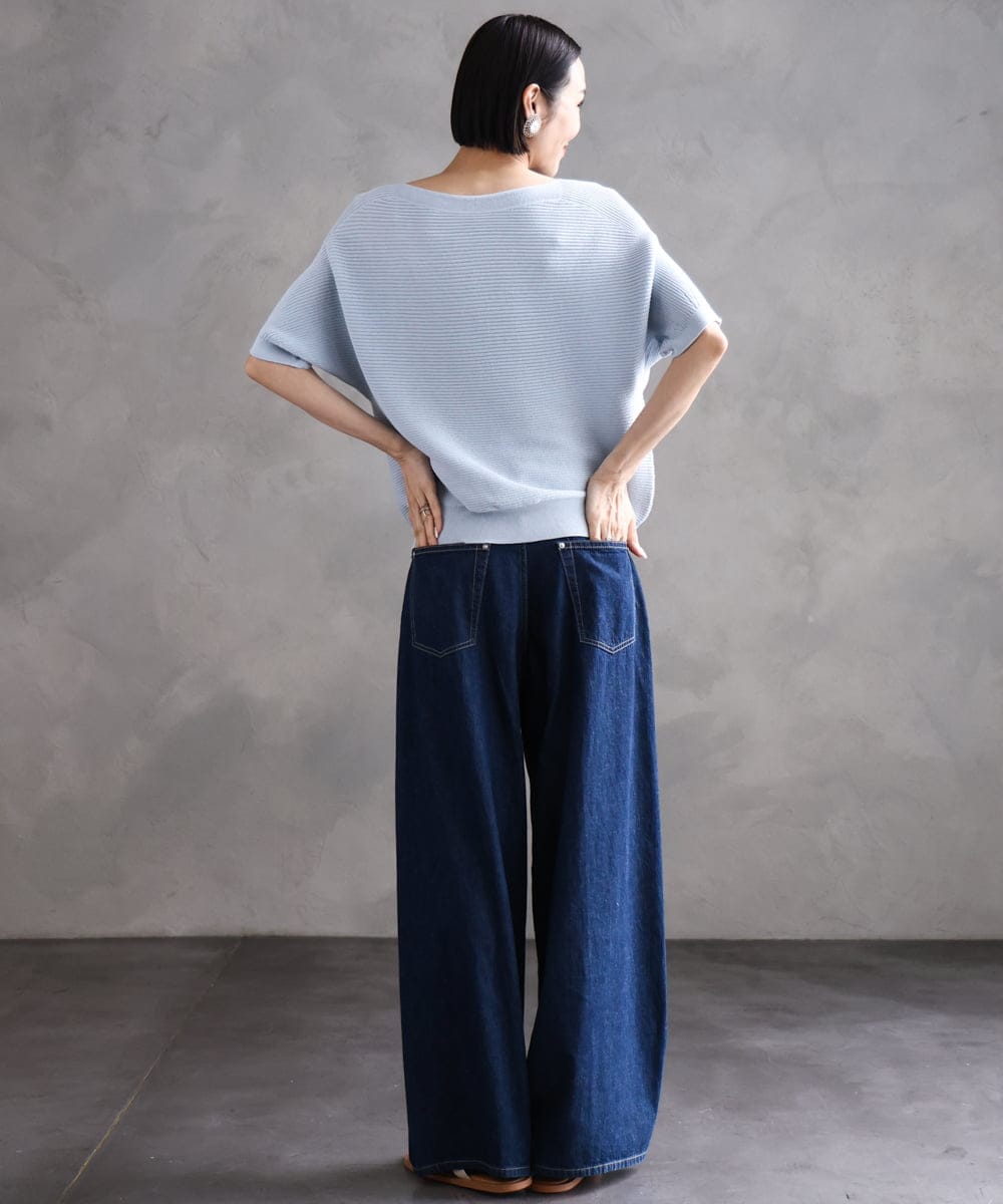 FMLFA05450 MICHEL KLEIN(ミッシェルクラン) [セットアップ対応]デニムワイドパンツ ネイビー