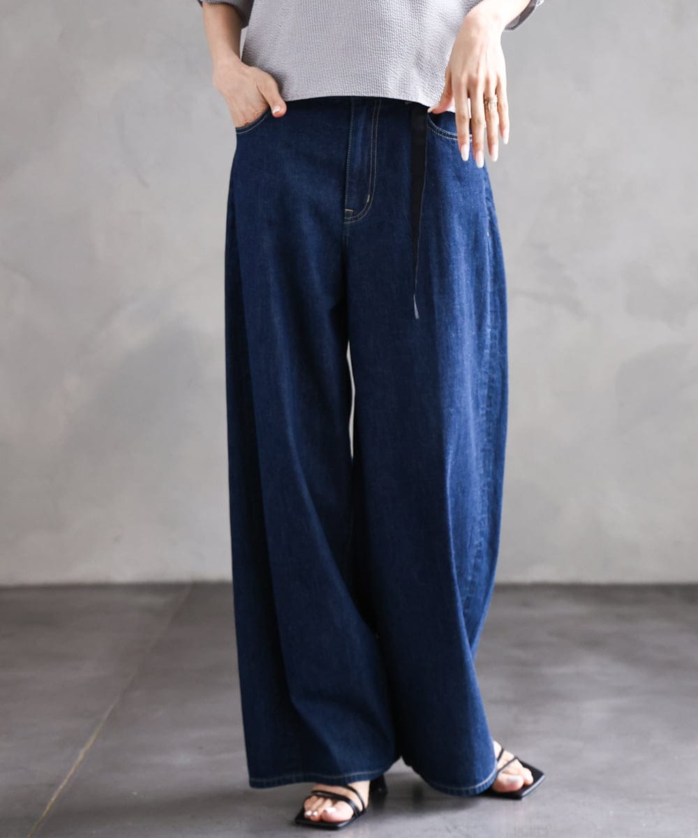 FMLFA05450 MICHEL KLEIN [セットアップ対応]デニムワイドパンツ