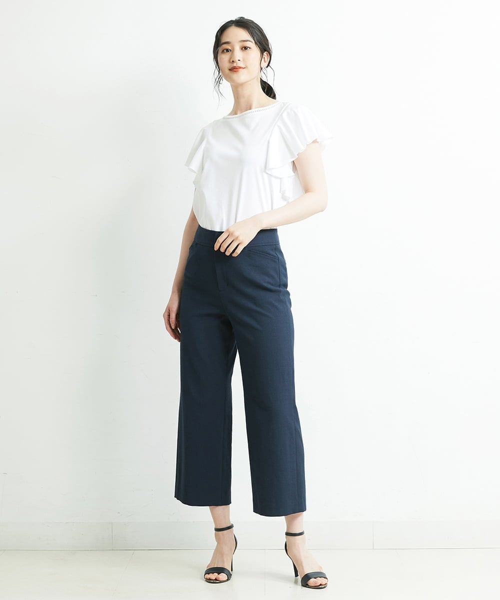 洗える]ストレッチワイドパンツ（長め）(ガウチョ・ワイドパンツ