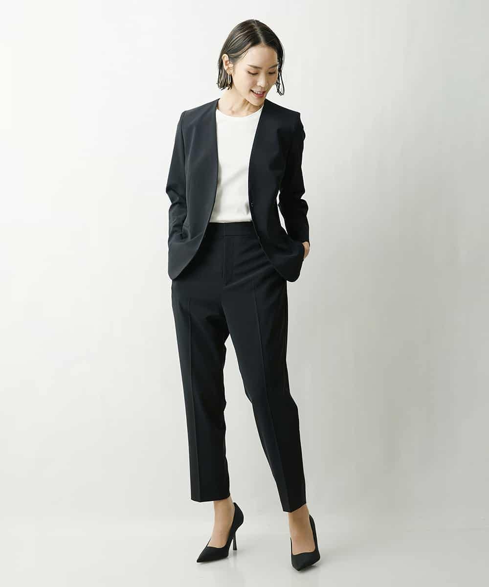 FMLFS19230 MICHEL KLEIN(ミッシェルクラン) [セットアップ対応]ストレッチテーパードパンツ ブラック(94)