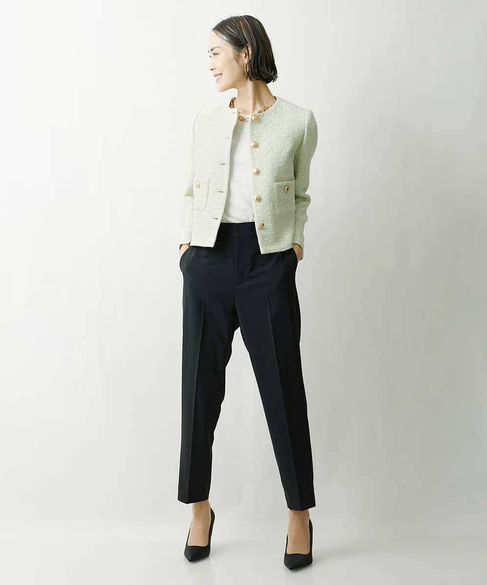 FMLFS19230 MICHEL KLEIN(ミッシェルクラン) [セットアップ対応]ストレッチテーパードパンツ ブラック(94)