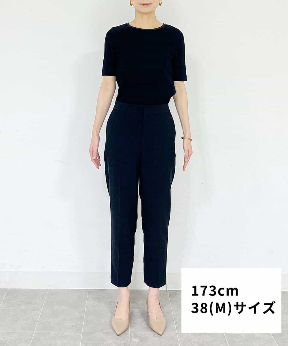 FMLFS19230 MICHEL KLEIN(ミッシェルクラン) [セットアップ対応]ストレッチテーパードパンツ ブラック(94)