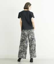 FMLFS28270 MICHEL KLEIN(ミッシェルクラン) [オリジナルプリント]サラサプリントイージーパンツ ブラック(94)