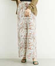 FMLFS28270 MICHEL KLEIN(ミッシェルクラン) [オリジナルプリント]サラサプリントイージーパンツ ブラック(94)