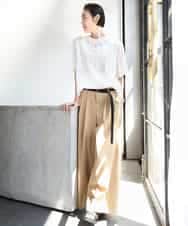 FMLGA06250 MICHEL KLEIN(ミッシェルクラン) タックワイドチノパンツ ベージュ