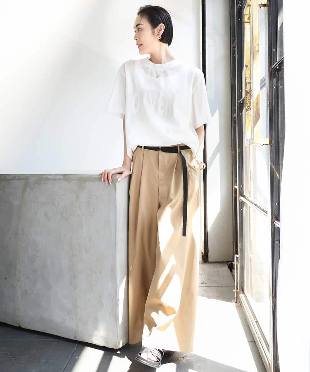 FMLGA06250 MICHEL KLEIN(ミッシェルクラン) タックワイドチノパンツ ベージュ