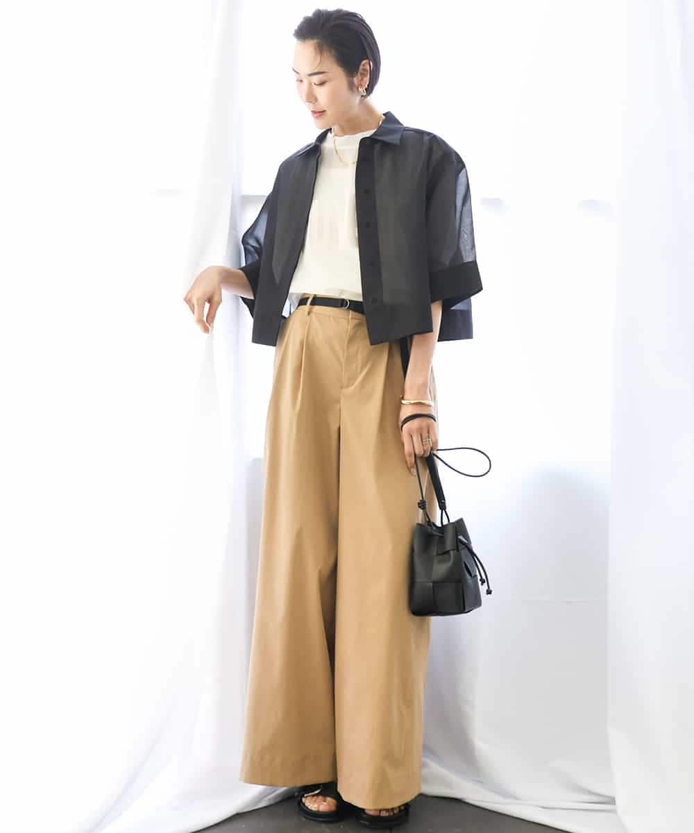 FMLGA06250 MICHEL KLEIN(ミッシェルクラン) タックワイドチノパンツ ベージュ