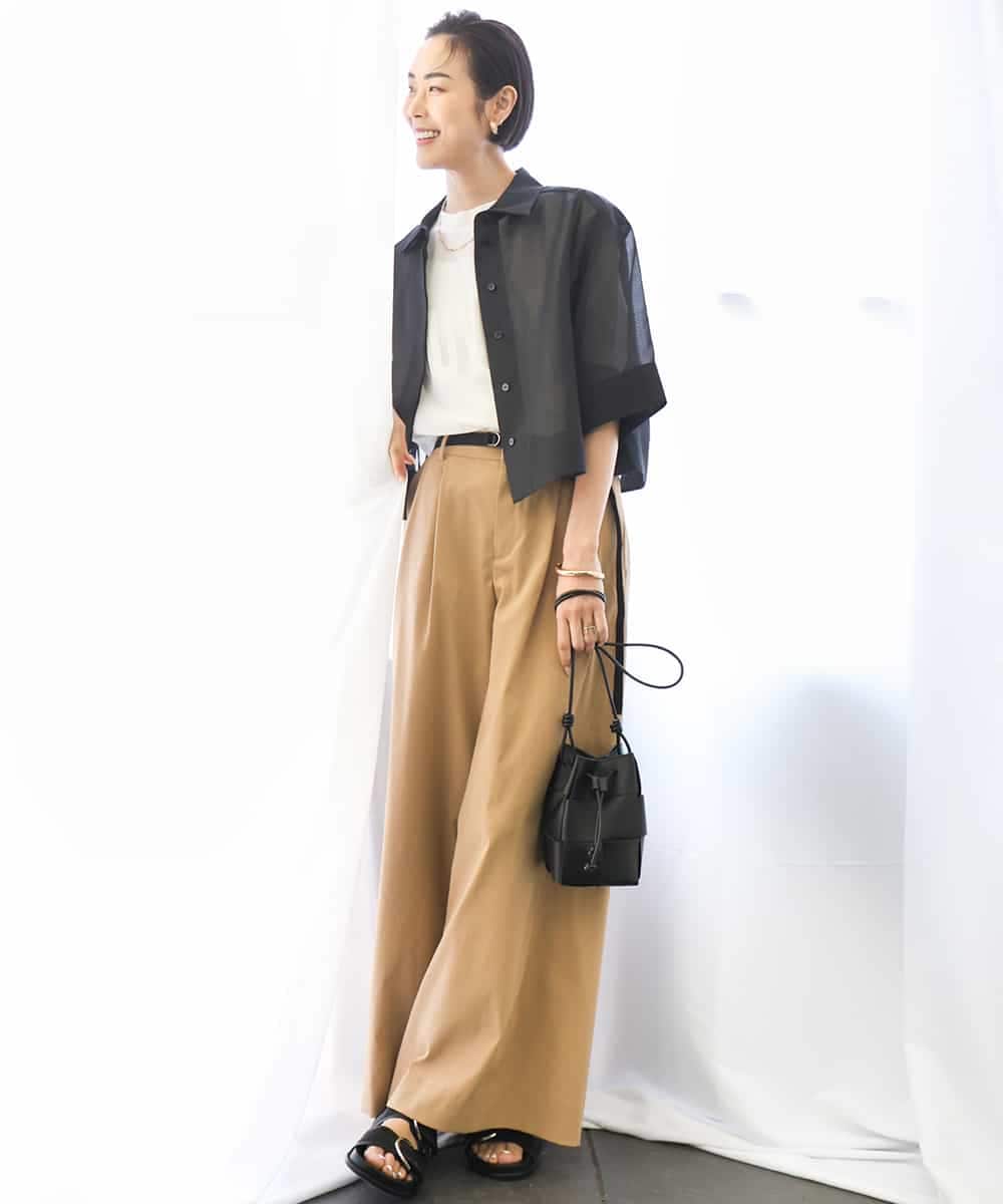 FMLGA06250 MICHEL KLEIN(ミッシェルクラン) タックワイドチノパンツ ベージュ