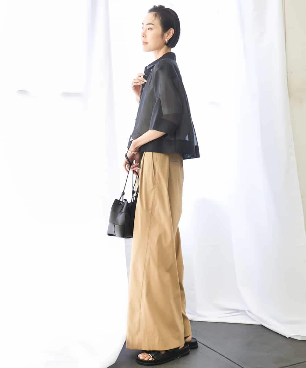 FMLGA06250 MICHEL KLEIN(ミッシェルクラン) タックワイドチノパンツ ベージュ