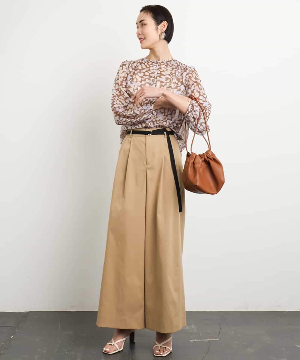 FMLGA06250 MICHEL KLEIN(ミッシェルクラン) タックワイドチノパンツ ベージュ