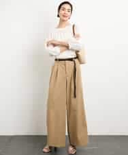 FMLGA06250 MICHEL KLEIN(ミッシェルクラン) タックワイドチノパンツ ベージュ