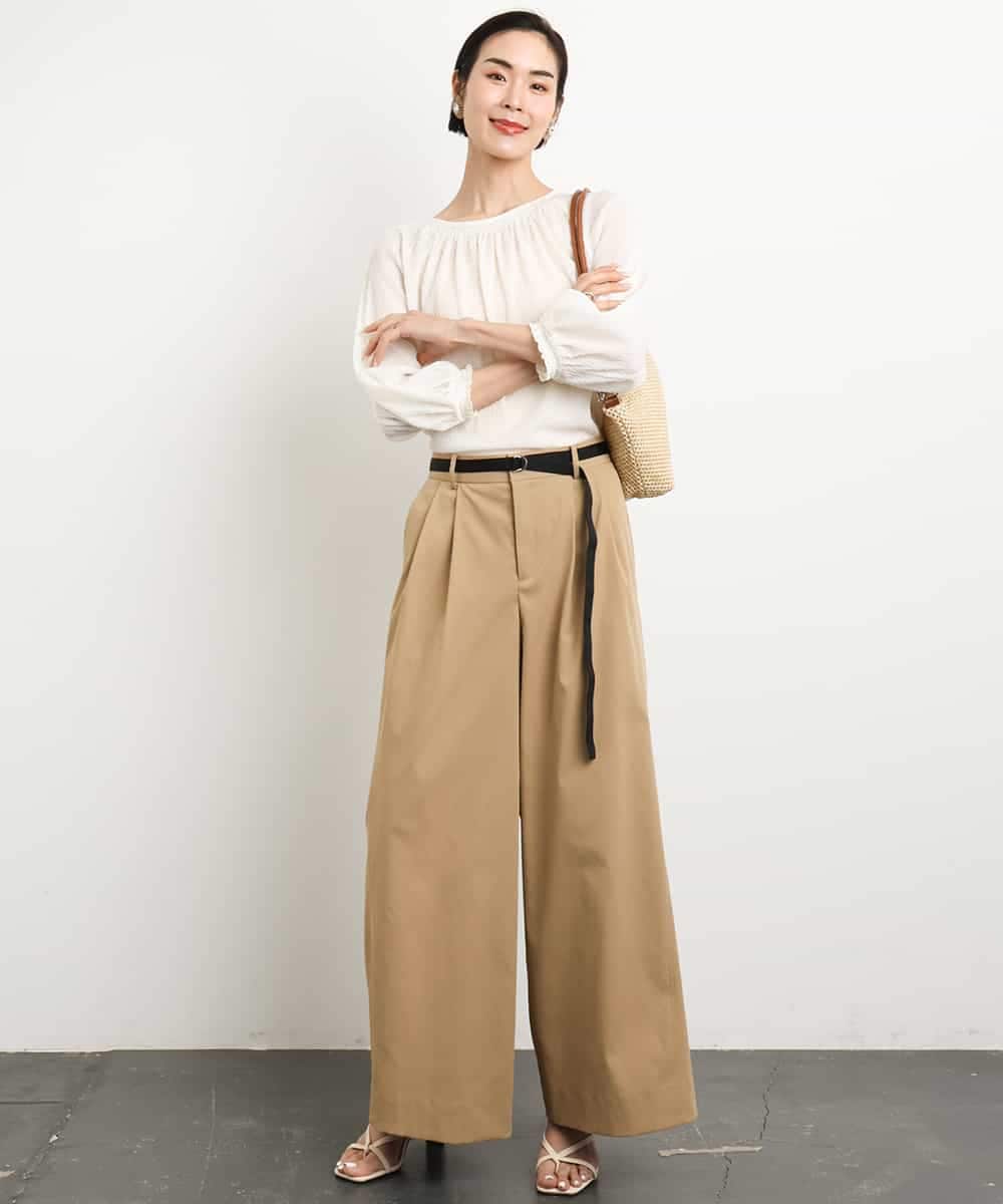 FMLGA06250 MICHEL KLEIN(ミッシェルクラン) タックワイドチノパンツ ベージュ