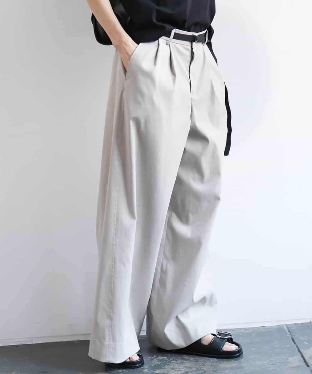 FMLGA06250 MICHEL KLEIN(ミッシェルクラン) タックワイドチノパンツ ベージュ