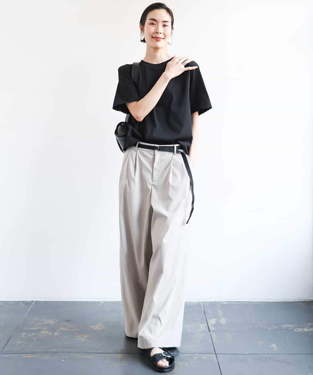 FMLGA06250 MICHEL KLEIN(ミッシェルクラン) タックワイドチノパンツ ベージュ