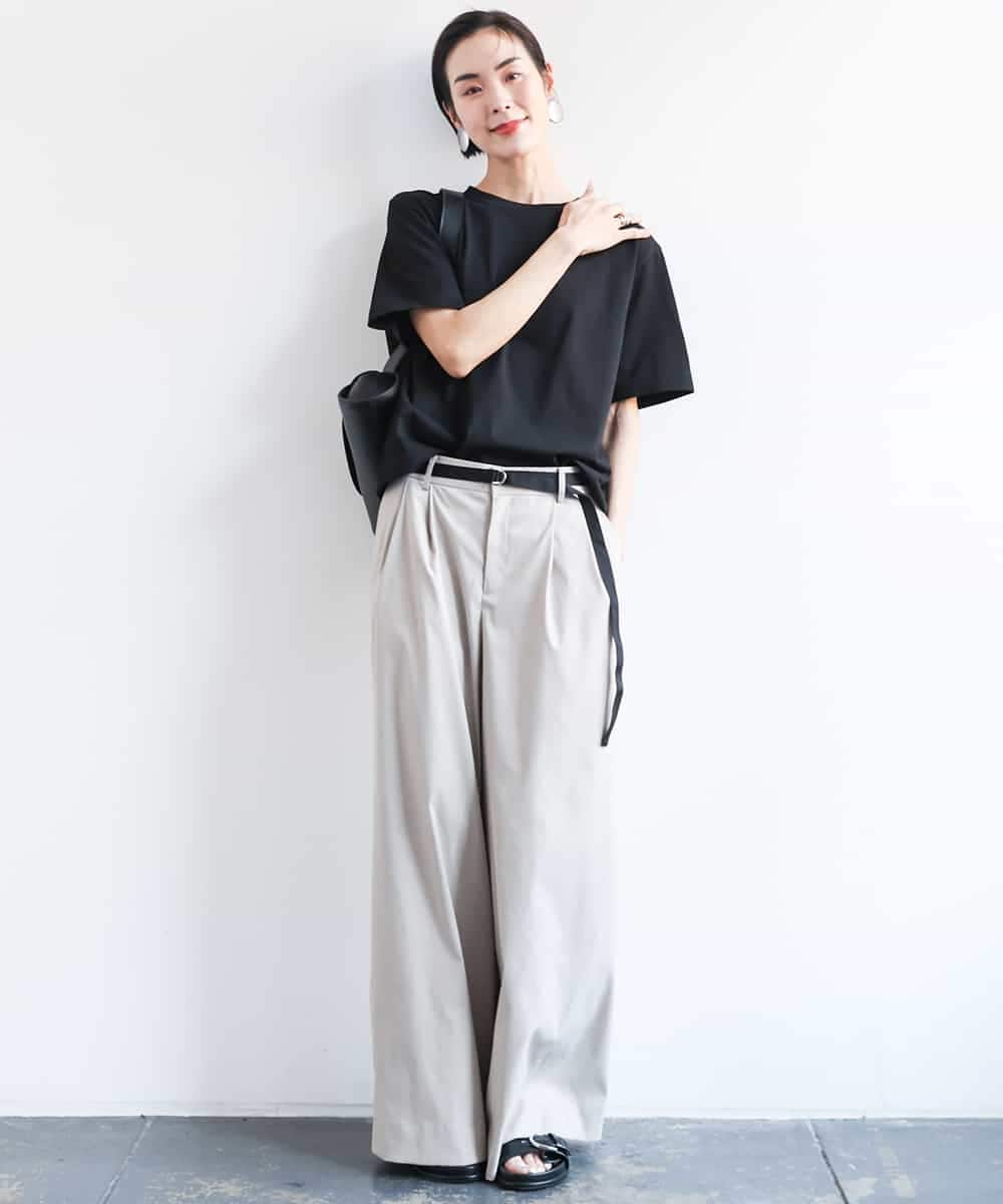 FMLGA06250 MICHEL KLEIN(ミッシェルクラン) タックワイドチノパンツ ベージュ