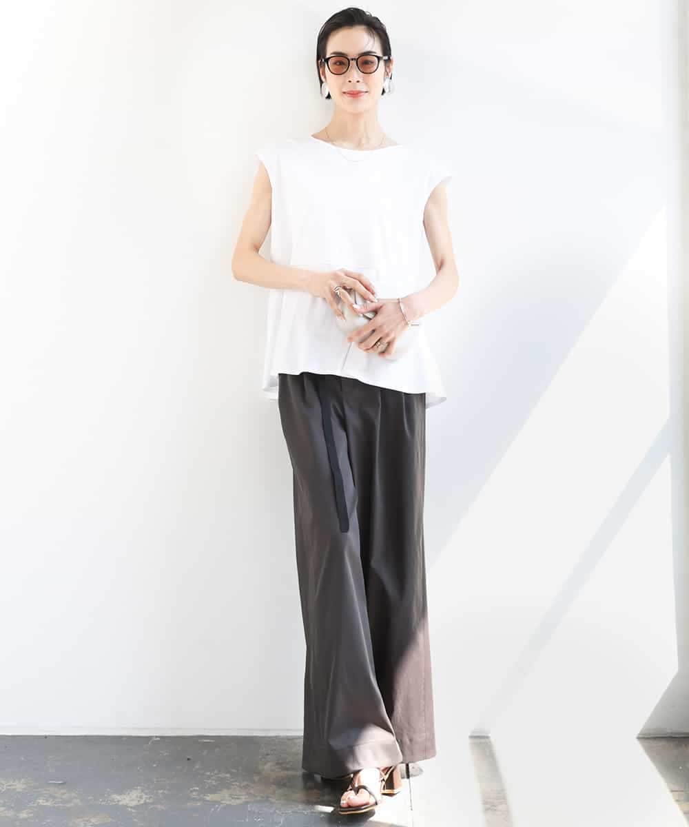 FMLGA06250 MICHEL KLEIN(ミッシェルクラン) タックワイドチノパンツ ベージュ