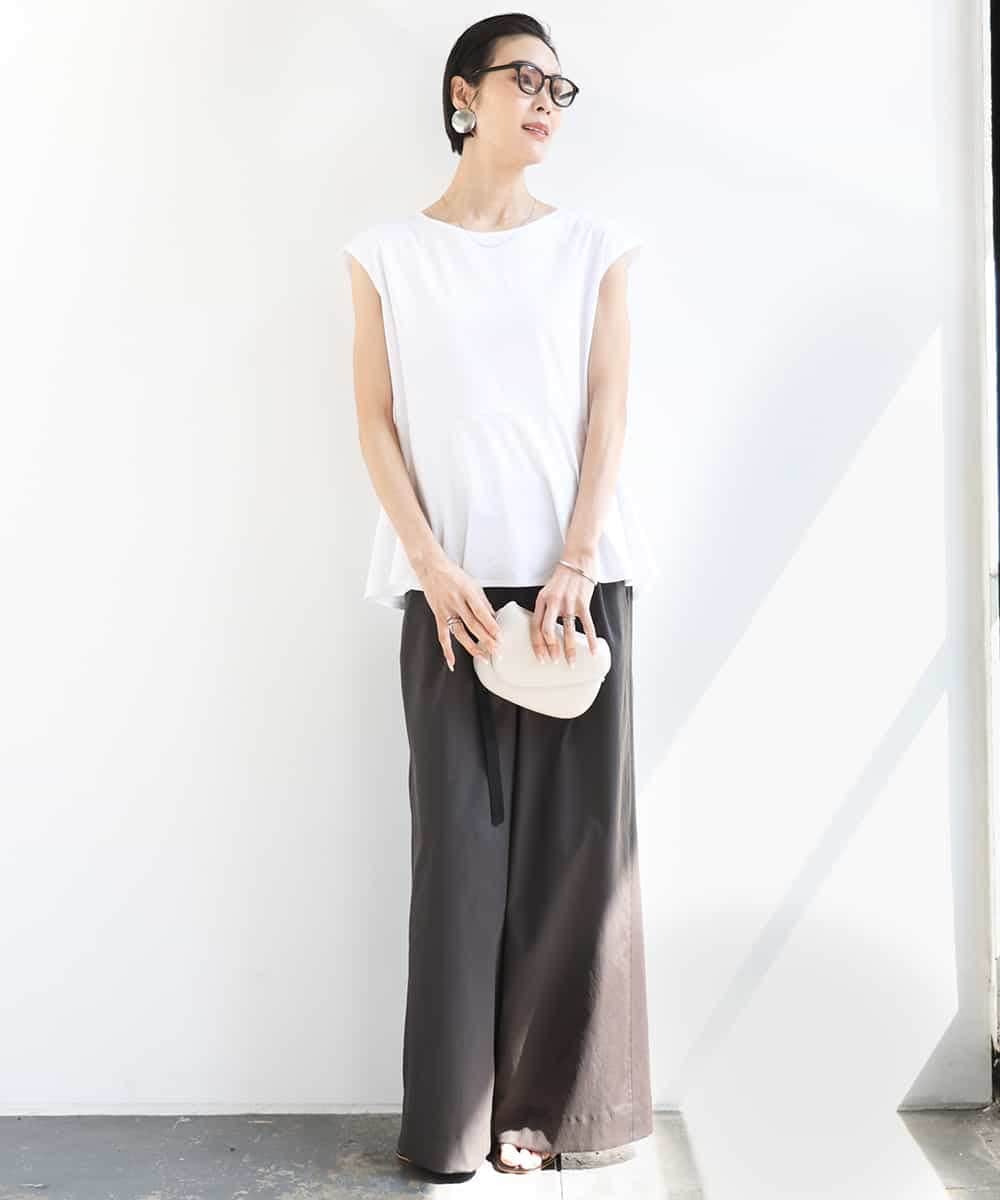 FMLGA06250 MICHEL KLEIN(ミッシェルクラン) タックワイドチノパンツ ベージュ