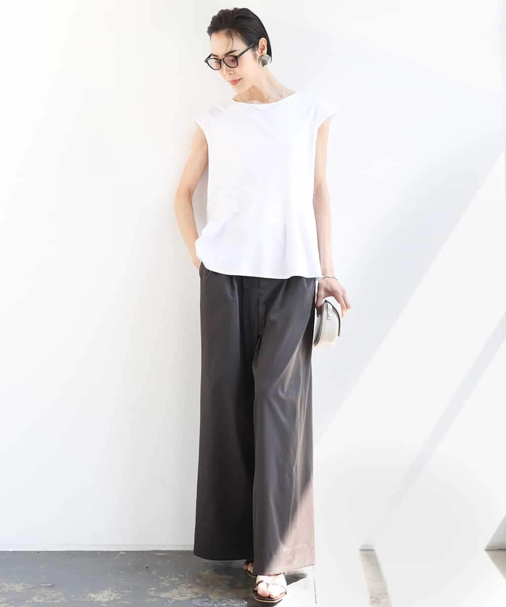 FMLGA06250 MICHEL KLEIN(ミッシェルクラン) タックワイドチノパンツ ベージュ