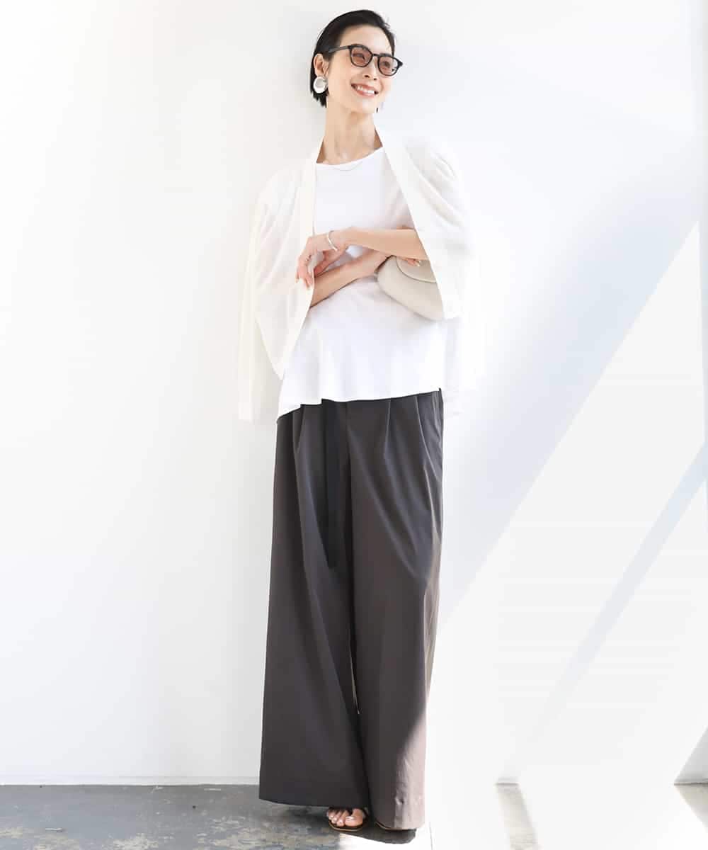 FMLGA06250 MICHEL KLEIN(ミッシェルクラン) タックワイドチノパンツ ベージュ