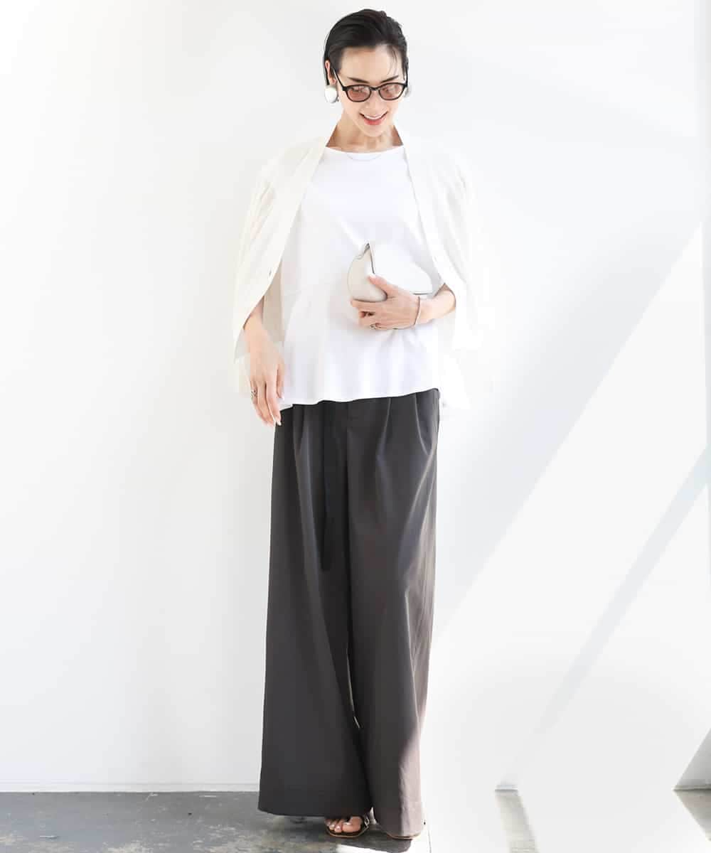 FMLGA06250 MICHEL KLEIN(ミッシェルクラン) タックワイドチノパンツ ベージュ