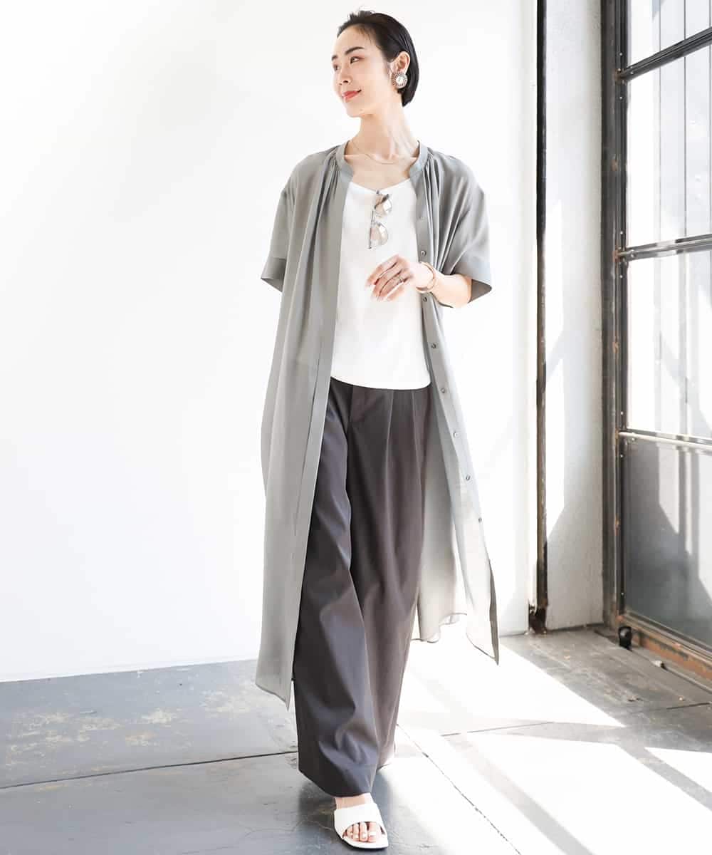 FMLGA06250 MICHEL KLEIN(ミッシェルクラン) タックワイドチノパンツ ベージュ