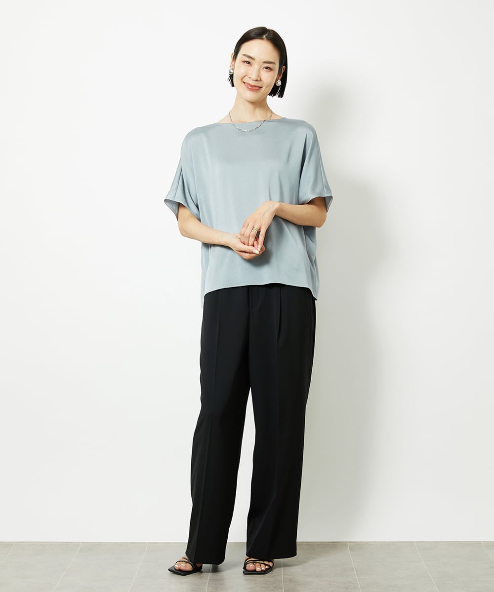FMLGA10230 MICHEL KLEIN(ミッシェルクラン) ストレッチツイルワイドパンツ ダークグレー