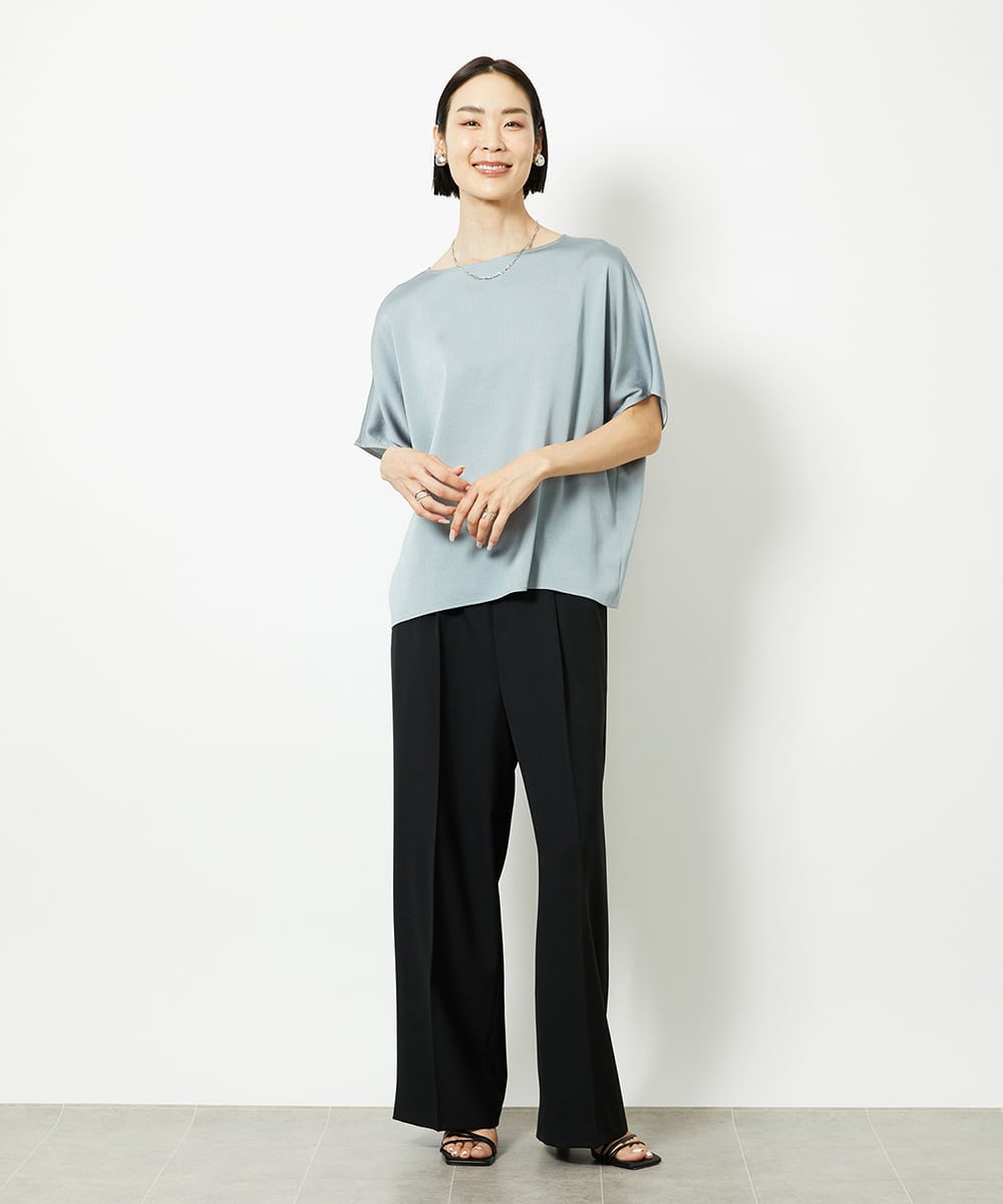 FMLGA10230 MICHEL KLEIN(ミッシェルクラン) ストレッチツイルワイドパンツ ダークグレー