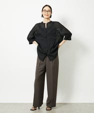 FMLGA10230 MICHEL KLEIN(ミッシェルクラン) ストレッチツイルワイドパンツ ダークグレー