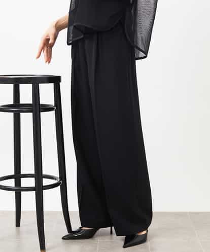 MICHEL KLEIN(ミッシェルクラン) ストレッチツイルワイドパンツ ブラック/黒 36