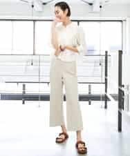 FMLGA17180 MICHEL KLEIN(ミッシェルクラン) [定番人気]ドライストレッチワイドパンツ ブルー