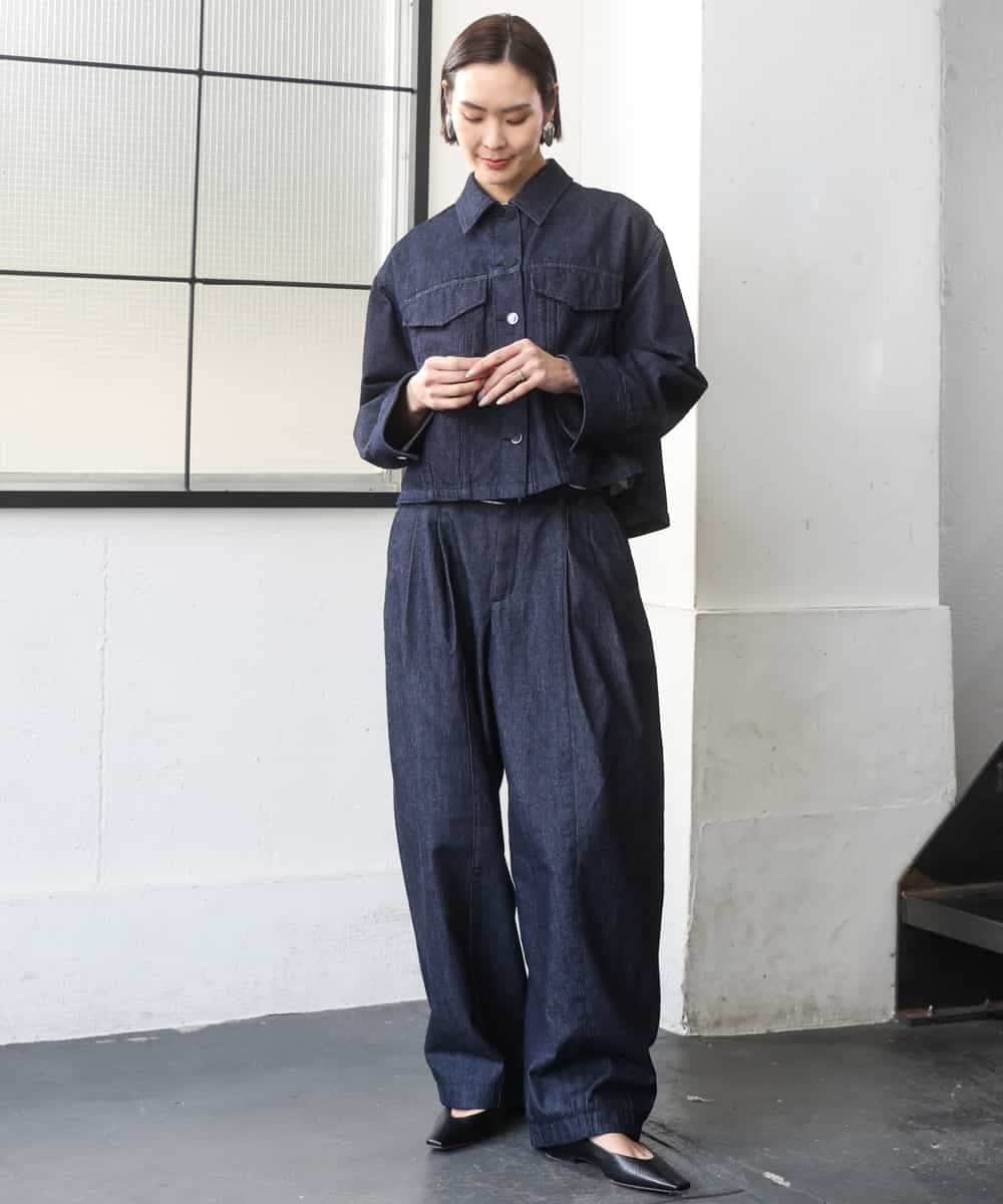 FMLGD01450 MICHEL KLEIN(ミッシェルクラン) [セットアップ対応]デニムバレルパンツ ネイビー