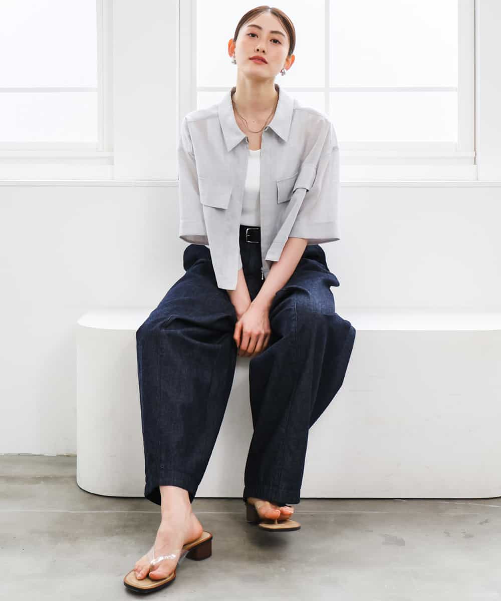 FMLGD01450 MICHEL KLEIN(ミッシェルクラン) [セットアップ対応]デニムバレルパンツ ネイビー