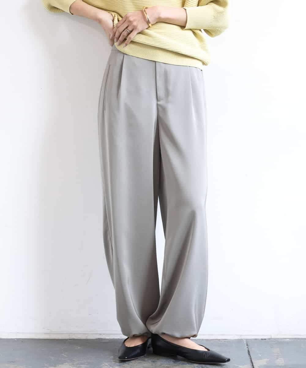 FMLGD03240 MICHEL KLEIN(ミッシェルクラン) [リラックスボトム]ダルサテン ワイドパンツ カーキ