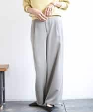 FMLGD03240 MICHEL KLEIN(ミッシェルクラン) [リラックスボトム]ダルサテン ワイドパンツ カーキ