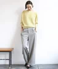 FMLGD03240 MICHEL KLEIN(ミッシェルクラン) [リラックスボトム]ダルサテン ワイドパンツ カーキ