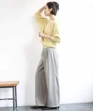 FMLGD03240 MICHEL KLEIN(ミッシェルクラン) [リラックスボトム]ダルサテン ワイドパンツ カーキ