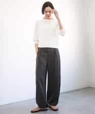 FMLGD03240 MICHEL KLEIN(ミッシェルクラン) [リラックスボトム]ダルサテン ワイドパンツ カーキ