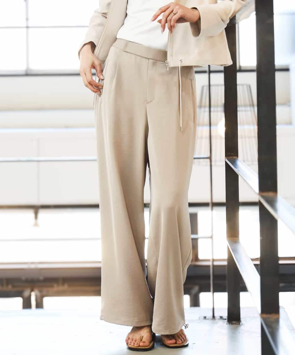 FMLGD03240 MICHEL KLEIN(ミッシェルクラン) [リラックスボトム]ダルサテン ワイドパンツ カーキ