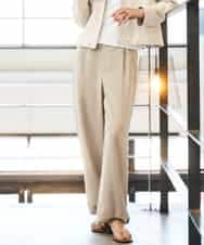 FMLGD03240 MICHEL KLEIN(ミッシェルクラン) [リラックスボトム]ダルサテン ワイドパンツ カーキ