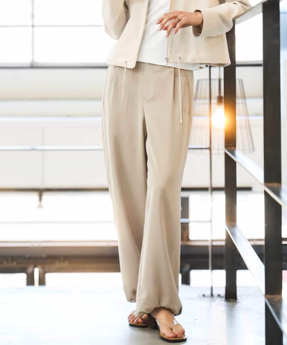 FMLGD03240 MICHEL KLEIN(ミッシェルクラン) [リラックスボトム]ダルサテン ワイドパンツ カーキ