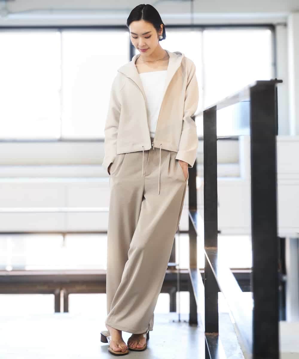 FMLGD03240 MICHEL KLEIN(ミッシェルクラン) [リラックスボトム]ダルサテン ワイドパンツ カーキ