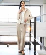 FMLGD03240 MICHEL KLEIN(ミッシェルクラン) [リラックスボトム]ダルサテン ワイドパンツ カーキ