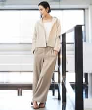 FMLGD03240 MICHEL KLEIN(ミッシェルクラン) [リラックスボトム]ダルサテン ワイドパンツ カーキ