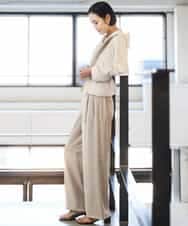 FMLGD03240 MICHEL KLEIN(ミッシェルクラン) [リラックスボトム]ダルサテン ワイドパンツ カーキ