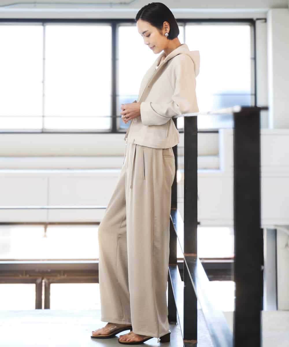 FMLGD03240 MICHEL KLEIN(ミッシェルクラン) [リラックスボトム]ダルサテン ワイドパンツ カーキ