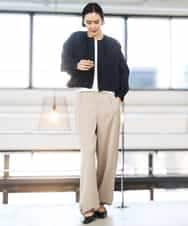 FMLGD03240 MICHEL KLEIN(ミッシェルクラン) [リラックスボトム]ダルサテン ワイドパンツ カーキ