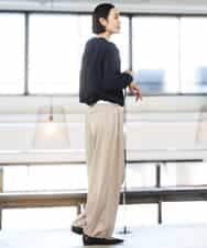 FMLGD03240 MICHEL KLEIN(ミッシェルクラン) [リラックスボトム]ダルサテン ワイドパンツ カーキ