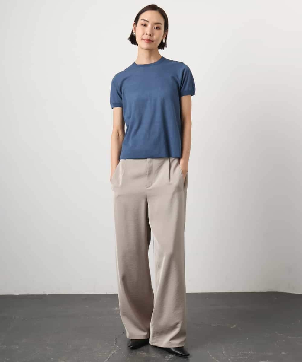 FMLGD03240 MICHEL KLEIN(ミッシェルクラン) [リラックスボトム]ダルサテン ワイドパンツ カーキ