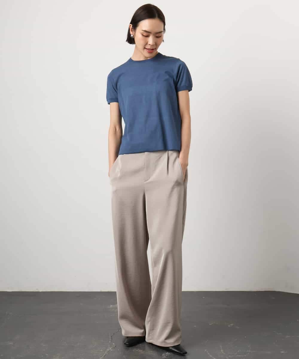 FMLGD03240 MICHEL KLEIN(ミッシェルクラン) [リラックスボトム]ダルサテン ワイドパンツ カーキ